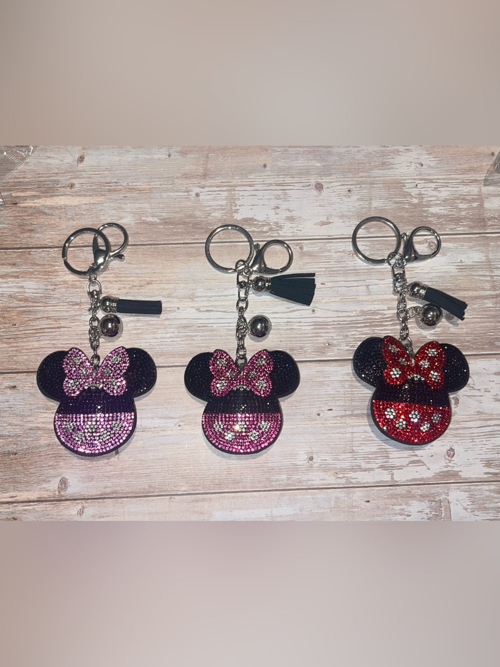NEW MINNIE Rhinestone Keychain Bag Charm